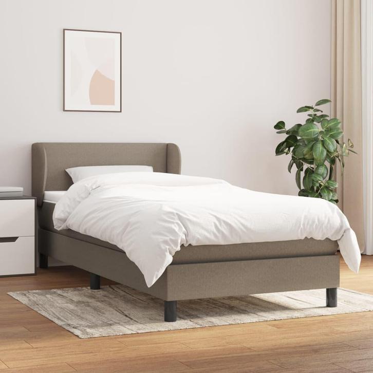 vidaXL Boxspring met matras stof taupe 90x200 cm, Huis en Inrichting, Slaapkamer | Bedden, Nieuw, Verzenden