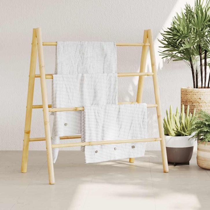 vidaXL Handdoekladder met 4 sporten 90x50x100 cm bamboe, Huis en Inrichting, Badkamer | Badtextiel en Accessoires, Nieuw, Verzenden