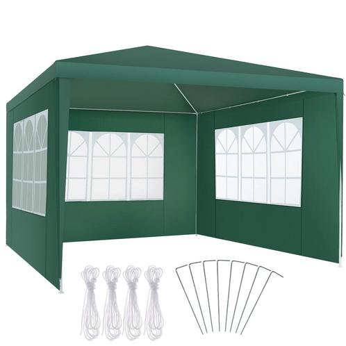 tectake Tuinpaviljoen Baraban 3x3m met 3 zijdelen - groen, Tuin en Terras, Partytenten, Verzenden
