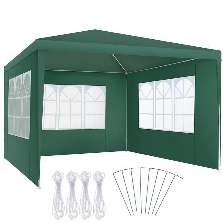 tectake Tuinpaviljoen Baraban 3x3m met 3 zijdelen - groen, Tuin en Terras, Partytenten, Verzenden