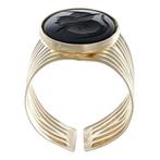 Bague - 18 carats Or jaune - 3.24ct. tw. Onyx, Handtassen en Accessoires, Ringen, Nieuw