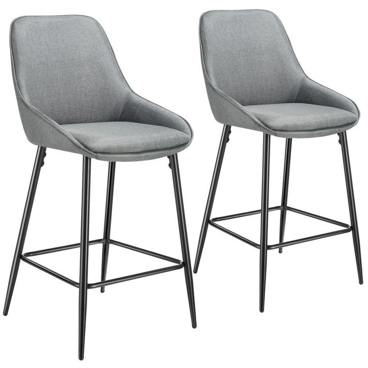 tectake Barkruk Siera met rugleuning - Geweven stof grijs /, Huis en Inrichting, Barkrukken, Verzenden