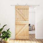 vidaXL Schuifdeur met beslag 85x210 cm massief grenenhout, Doe-het-zelf en Bouw, Deuren en Vliegenramen, Verzenden, Nieuw