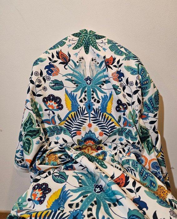 Exclusieve art-deco stoffen met lemuren en papegaaien -, Antiek en Kunst, Antiek | Tapijten, Tafelkleden en Textiel