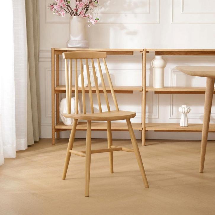 Fameg houten spijlenstoel | Naturel hout | Eetkamerstoel, Huis en Inrichting, Stoelen, Bruin, Eén, Nieuw, Hout, Verzenden