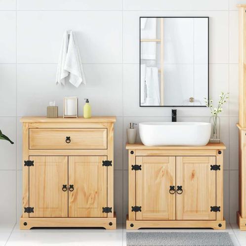 vidaXL 2-delige Badkamermeubelset Corona massief grenenhout, Huis en Inrichting, Badkamer | Badkamermeubels, Nieuw, Verzenden