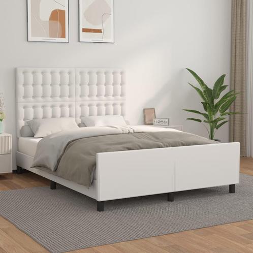 vidaXL Bedframe met hoofdbord kunstleer wit 140x200 cm, Huis en Inrichting, Slaapkamer | Bedden, Nieuw, Verzenden