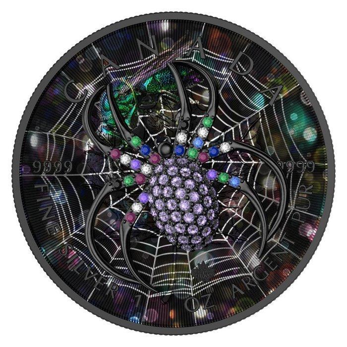 Canada. 5 Dollars 2025 Maple Leaf - Dark Spider 1 Oz Silver, Postzegels en Munten, Munten | Europa | Niet-Euromunten