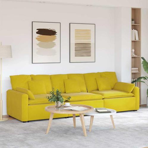 vidaXL Modulaire bank met kussens geel, Huis en Inrichting, Zetels | Voetbanken en poefs, Nieuw, Verzenden