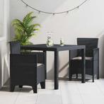 vidaXL Tuin Eettafel Set 3 pcs Antraciet Polt riet, Tuin en Terras, Verzenden, Nieuw