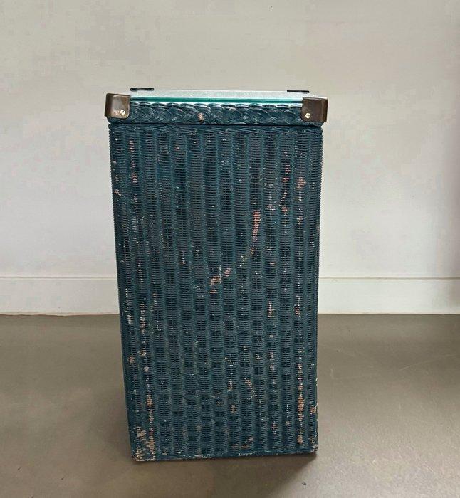 Lloyd Loom - Geoffrey Lusty - Bijzettafel - messing, glas -, Antiek en Kunst, Curiosa en Brocante