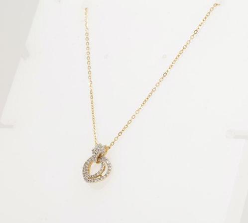 Halsketting - 14 karaat Geel goud - 0.24ct. tw. Diamant, Handtassen en Accessoires, Kettingen