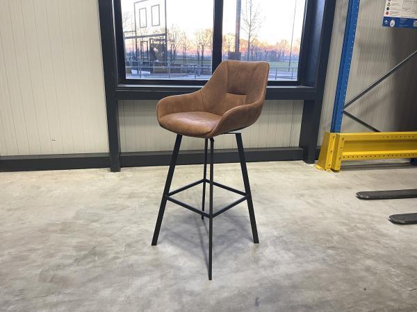 Veiling - Barkruk ZH80 Bruut (set van 6) Microleder - Cognac, Huis en Inrichting, Stoelen, Nieuw