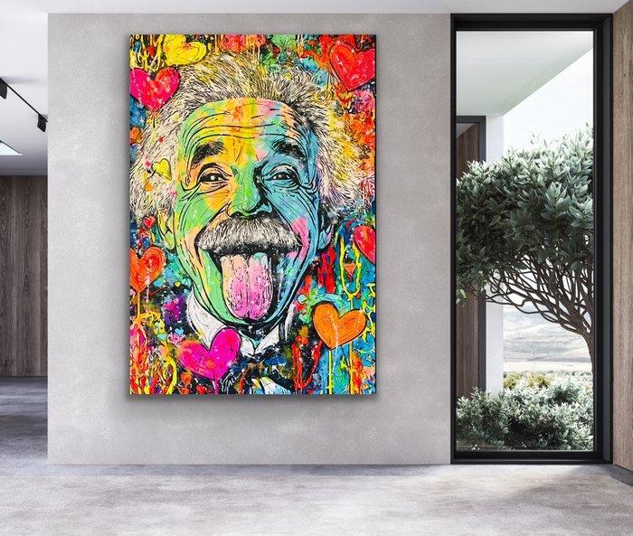 Joaquim Falco - ALBERT EINSTEIN IN LOVE. XXL. Fluor paint, Antiek en Kunst, Kunst | Schilderijen | Modern