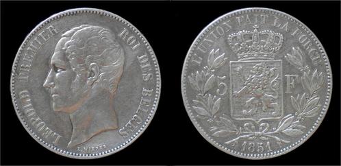 Belgium Leopold I 5 frank 1851 zilver, Postzegels en Munten, Munten | Europa | Niet-Euromunten, België, Verzenden