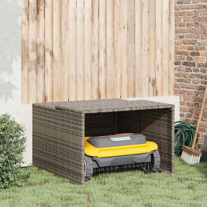 vidaXL Garage voor robotmaaier 86x90x52/57 cm poly rattan, Jardin & Terrasse, Tondeuses à gazon, Envoi
