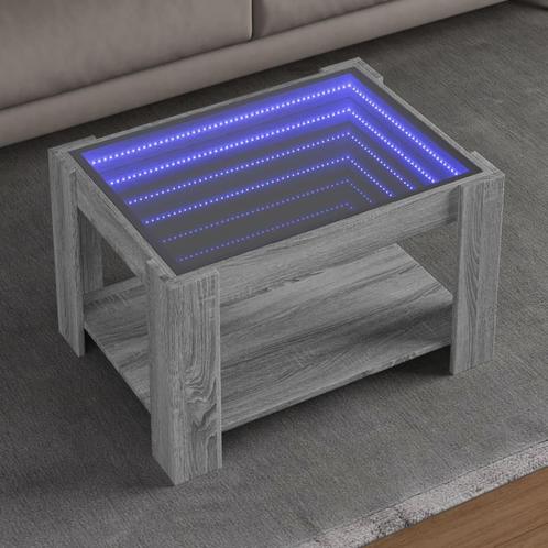 vidaXL Salontafel met LED 73x53x45 cm bewerkt hout grijs, Huis en Inrichting, Tafels | Salontafels, Nieuw, Verzenden