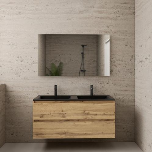 ACTIE BWS Badmeubel | Paris | Dakota Oak 120 cm | Mat Zwart, Doe-het-zelf en Bouw, Sanitair, Bad, Nieuw, Ophalen of Verzenden
