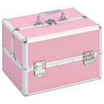 vidaXL Make-up koffer 22x30x21 cm aluminium roze, Handtassen en Accessoires, Verzenden, Nieuw