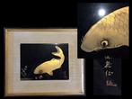 Carp / Japanese Vintage Wooden Picture Frame Plate /