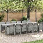 vidaXL Tuin Eettafel Set 13 pcs Lichtgrijs Polt riet, Tuin en Terras, Verzenden, Nieuw