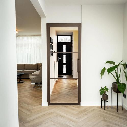 Stalen Binnendeur - Brons - 3 Vlaks - Helder glas, Doe-het-zelf en Bouw, Deuren en Vliegenramen, Nieuw, Metaal, Binnendeur, 200 tot 215 cm