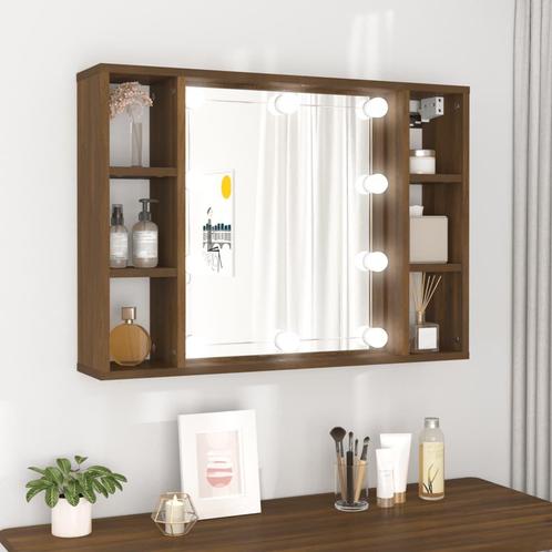 vidaXL Spiegelkast met LED-verlichting 76x15x55 cm bruin, Huis en Inrichting, Kasten | Overige, Nieuw, Verzenden