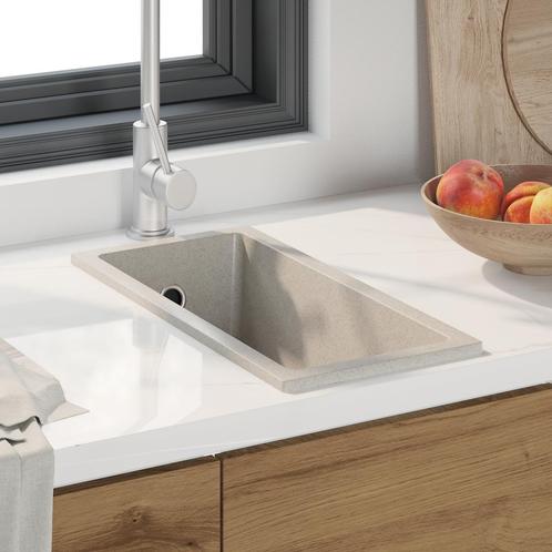 vidaXL Keuken Zink met Overloopgat in Beige Graniet, Huis en Inrichting, Keuken | Keukenelementen, Nieuw, Verzenden