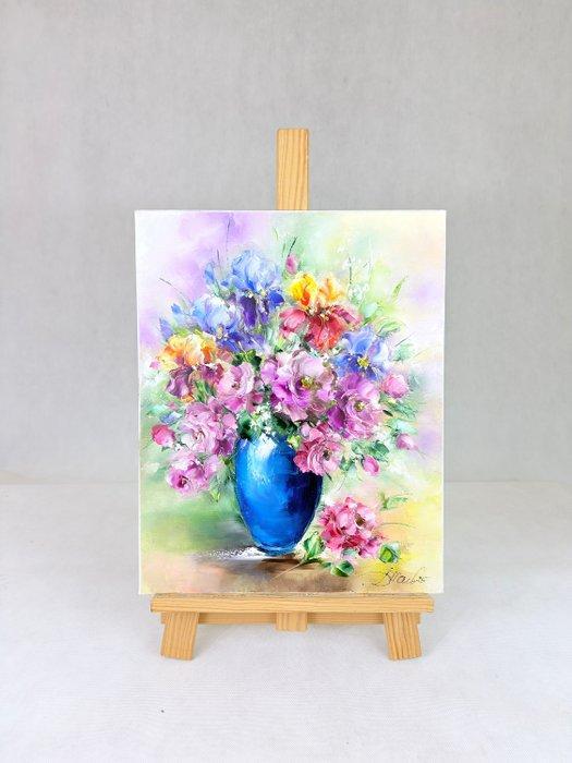 Danuta Mazurkiewicz (XX-XXI) - Flowers in a vaze Kwiaty w, Antiek en Kunst, Kunst | Schilderijen | Klassiek