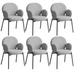 Set van 6 stoelen Scandi gestoffeerd, bouclé stof - lichtgri, Verzenden