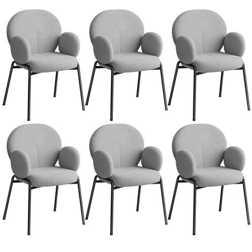 tectake Stoel Scandi gestoffeerd, bouclé stof - lichtgrijs,, Huis en Inrichting, Stoelen, Verzenden