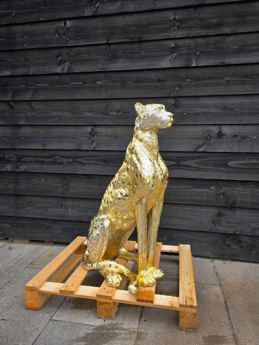 Beeld, XL Gold Cheetah - 86 cm - Hars - 2026, Antiek en Kunst, Kunst | Designobjecten