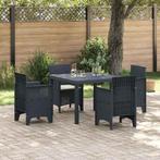 vidaXL Tuin Eettafel Set 5 pcs Antraciet Polt riet, Tuin en Terras, Verzenden, Nieuw