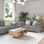vidaXL Sofa Set van 2 Stukken met Kussens in Lichtgrijs Stof, Verzenden, Nieuw