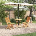 vidaXL Opvouwbare Bistroset 3 pcs Bruin Massief acaciahout, Tuin en Terras, Verzenden, Nieuw