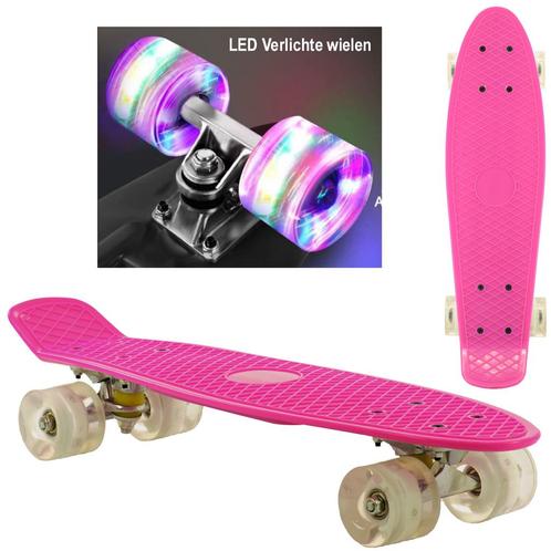 Sajan - Skateboard - LED - Penny board - Roze - 22.5 inch -, Sports & Fitness, Patins à roulettes alignées, Envoi