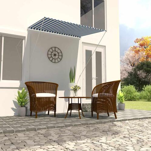 vidaXL Luifel uittrekbaar 150x150 cm blauw en wit, Tuin en Terras, Zonneschermen, Nieuw, Verzenden