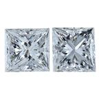 2 pcs Diamant  (Natuurlijk)  - 1.80 ct - Carré - D, Nieuw