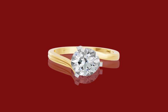 Bague - 14 carats Or jaune - 2.04ct. tw. Diamant (Cultivé en, Bijoux, Sacs & Beauté, Bagues