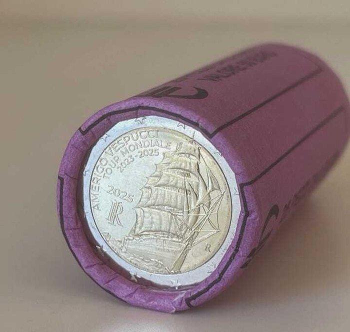 Italië. 2 Euro 2025 Amerigo Vespucci (25 monete) in, Postzegels en Munten, Munten | Europa | Euromunten