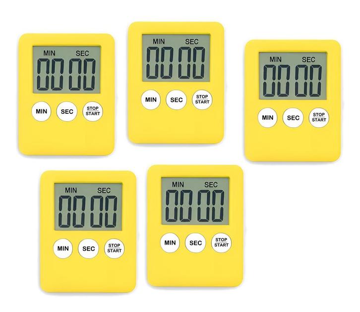 Set van 5 digitale timers, kookwekkers, alarmklokken geel, Doe-het-zelf en Bouw, Gereedschap | Overige machines, Nieuw, Verzenden