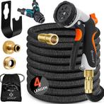 Flexibele Tuinslang - Inc. sproeikop - 30 meter - Zwart, Verzenden
