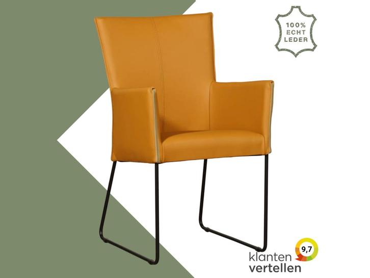 Leren eetkamerstoel Mate met armleuning - Toledo Leem, Huis en Inrichting, Stoelen, Overige kleuren, Eén, Nieuw, Leer, Ophalen of Verzenden