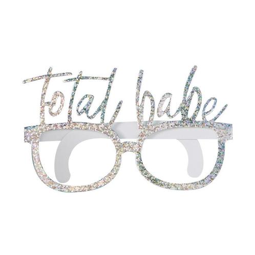 Zilveren Bril Total Babe Glitter 13cm 8st, Hobby en Vrije tijd, Feestartikelen, Nieuw, Verzenden