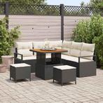 vidaXL Tuinbank Set met kussen 8 pcs Zwart Poly rattan, Verzenden, Nieuw