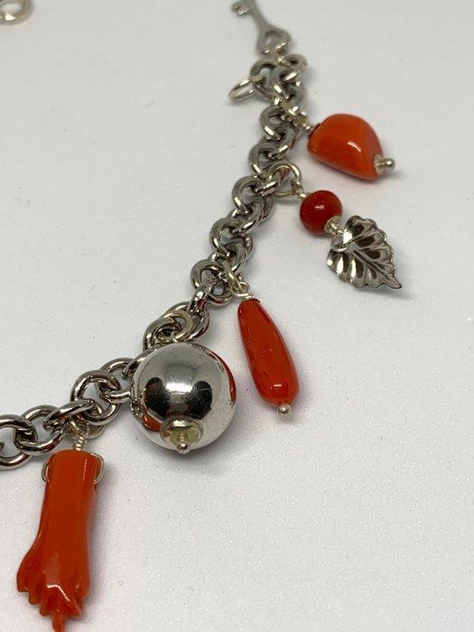 Bloedkoraal - Zilver - Armband - Koraal en zilver, Handtassen en Accessoires, Armbanden