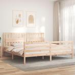 vidaXL Bedframe met hoofdbord massief hout 200x200 cm, Huis en Inrichting, Slaapkamer | Bedden, Verzenden, Nieuw