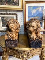 Figure - Coppia di leoni dormienti (2) - Plâtre, Antiek en Kunst