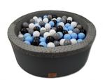 Ballenbak met 200 ballen - zwart, grijs, blauw & wit - 90..., Enfants & Bébés, Jouets | Jouets de bébé, Ophalen of Verzenden