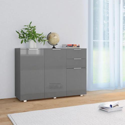 vidaXL Dressoir 107x35x80,5 cm hoogglans grijs, Huis en Inrichting, Kasten | Dressoirs, Nieuw, Verzenden